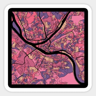 Pittsburgh Map Pattern in Purple & Pink Sticker